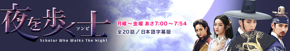 BS-TBS 韓国ドラマ「夜を歩く士 <ソンビ>」月曜〜金曜 あさ7:00～7:54　全20話／日本語字幕版