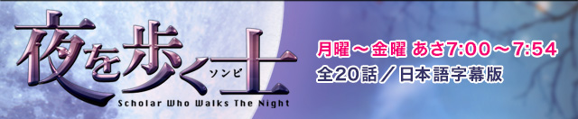 BS-TBS 韓国ドラマ「夜を歩く士 <ソンビ>」月曜〜金曜 あさ7:00～7:54　全20話／日本語字幕版
