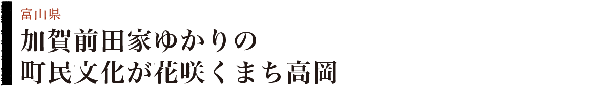 加賀前田家ゆかりの町民文化が花咲くまち高岡－人､技､心－（富山県）